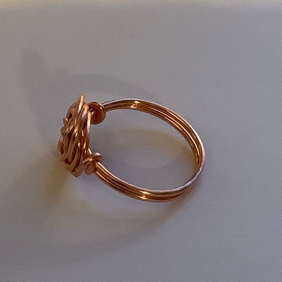 Copper wire wrapped ring rose design handmade size 9.5 - Picture 2 of 5